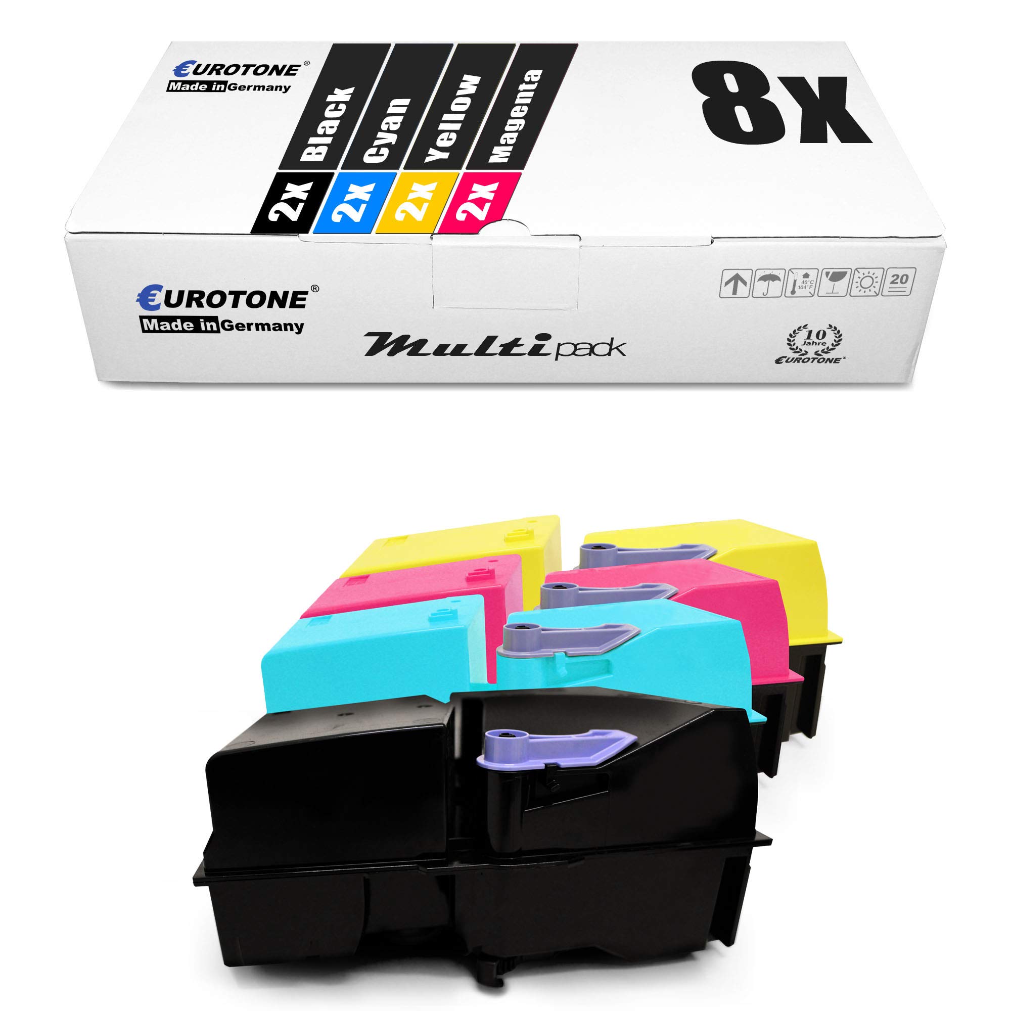Cartouche Eurotone TK520 pour Mita C2520 et Kyocera - Pack de 8
