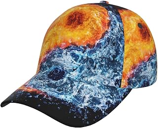 Gorro deportivo colorido con diseño de cupcakes de feliz cumpleaños, ajustable, de calidad, para exteriores, unisex, lindo gorro de béisbol, Agua de fuego Yin Yang, talla �nica