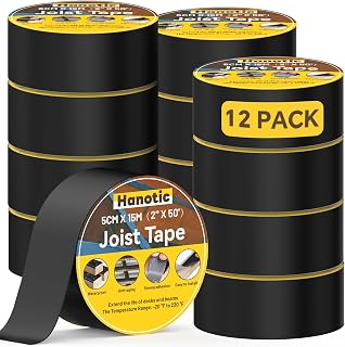 Joist Tape for Decking 2'' X 50', 12 Rolls Waterproof Butyl Tape | Weather Resistanceand Anti-Corrosion, Self-Adhesive Deck Joist Tape for Wood Joists Decks Beams Roof Extend Deck Life