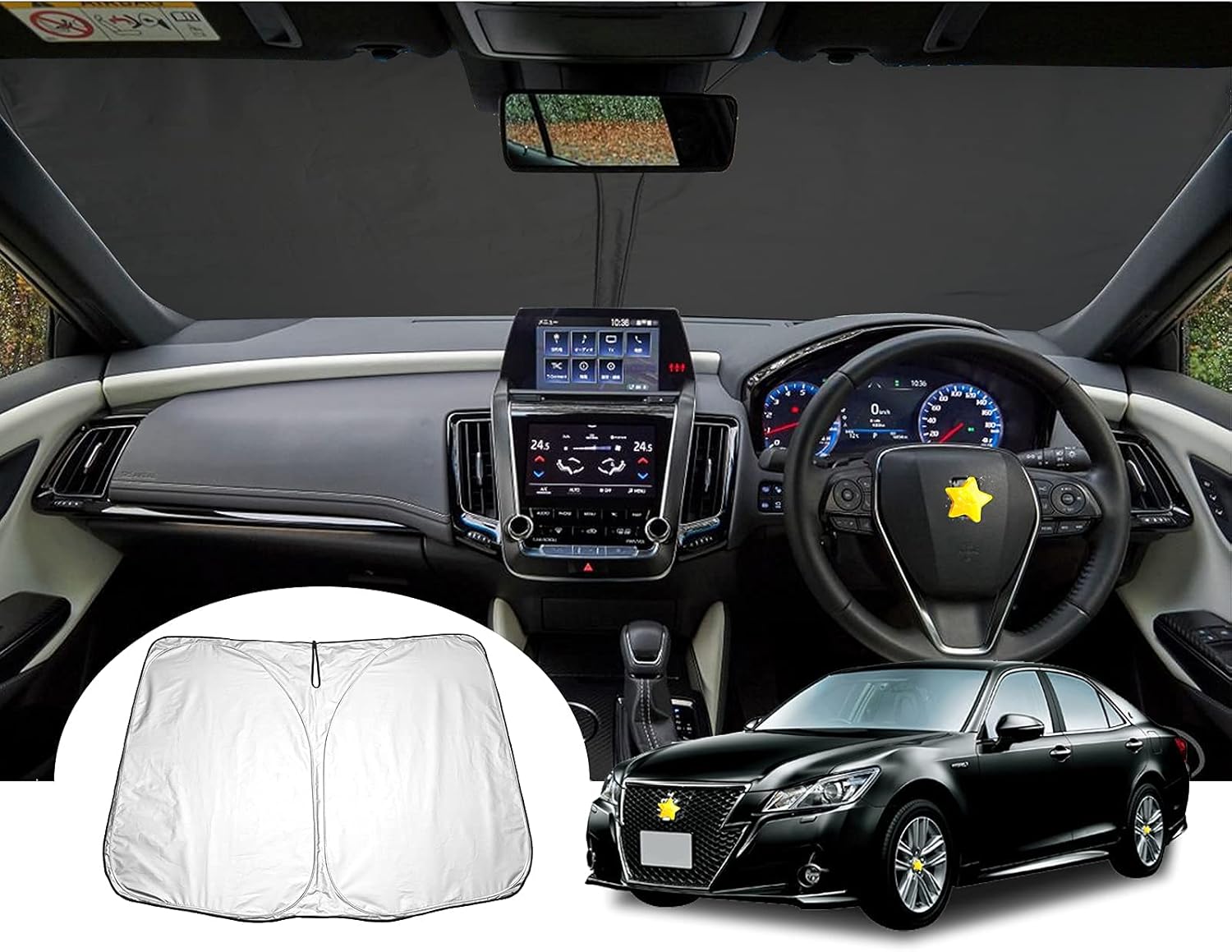 トヨタ クラウン 2系 車用サンシェード フロントガラス用 高密度生地 日焼け防止 暑さ対策 紫外線カット 簡単取付 収納便利 盗難防止 日よけシェード 断熱材 耐久性 オリジナルな加工 ベルクロ Hotelnagarjuna Com