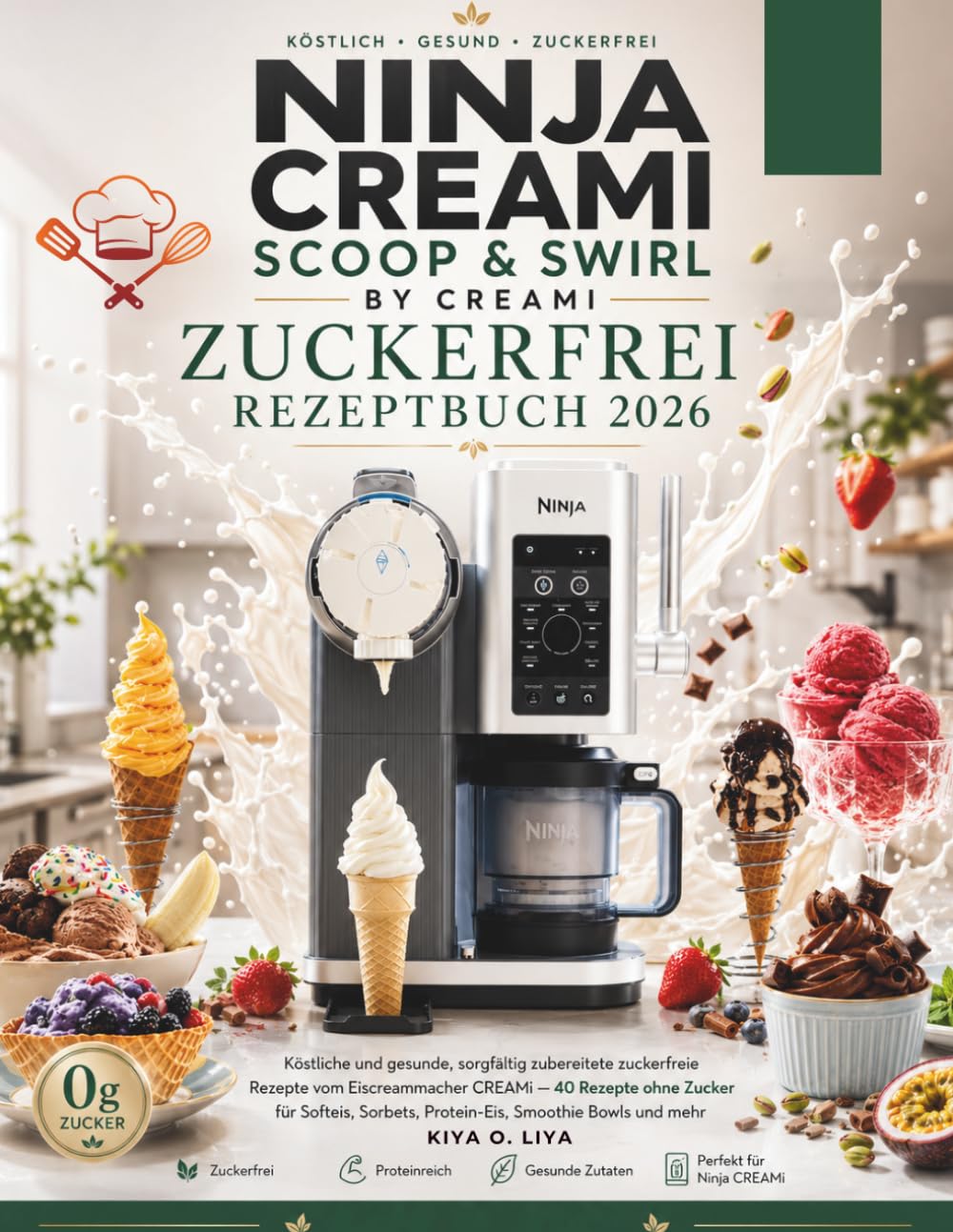 Ninja Scoop & Swirl by CREAMi Zuckerfrei Rezeptbuch 2026: Köstliche und gesunde, sorgfältig zubereitete zuckerfreie Rezepte vom Eismaschinenhersteller CREAMi.