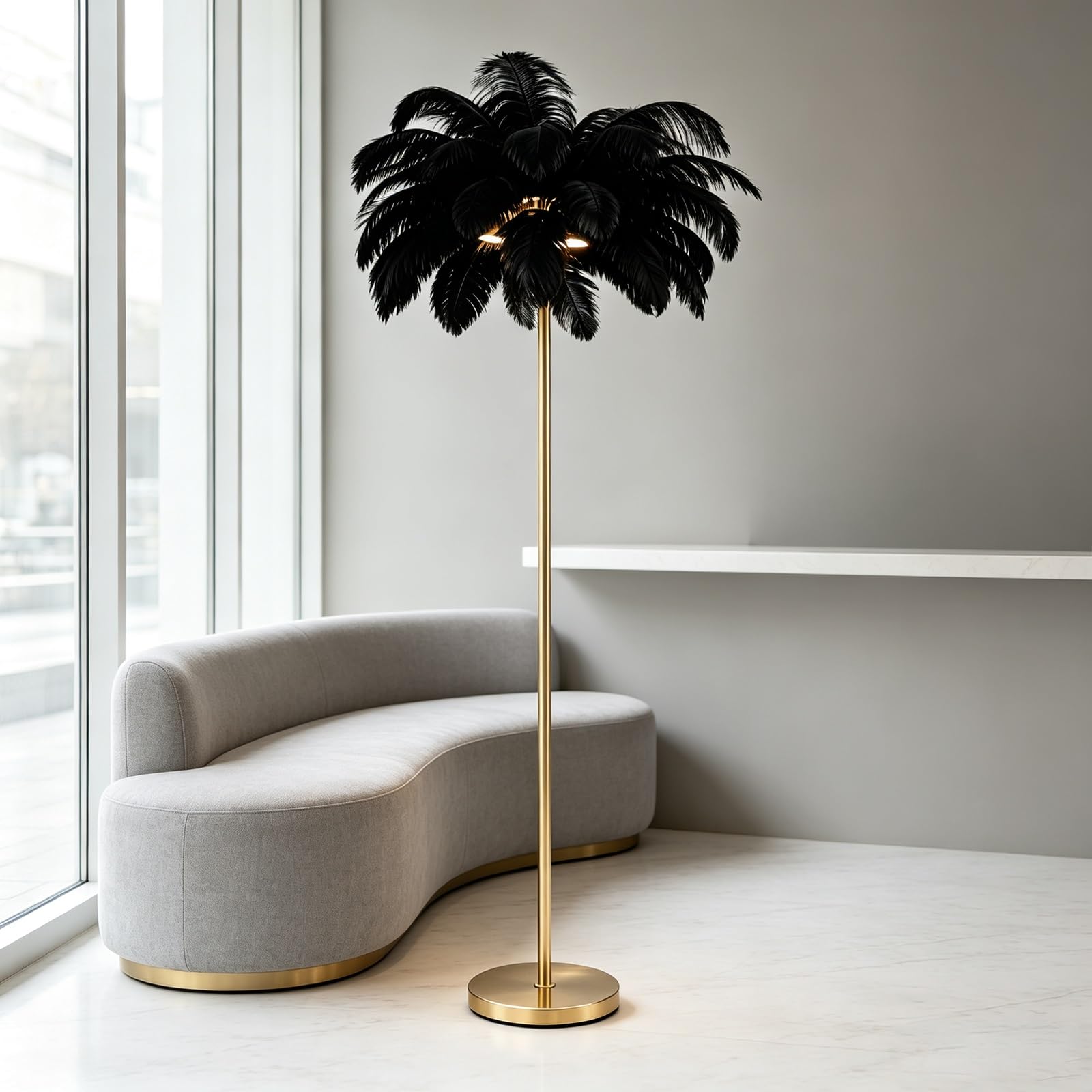 LCNDKF Luxury Decor Feather Floor Standing Lamp