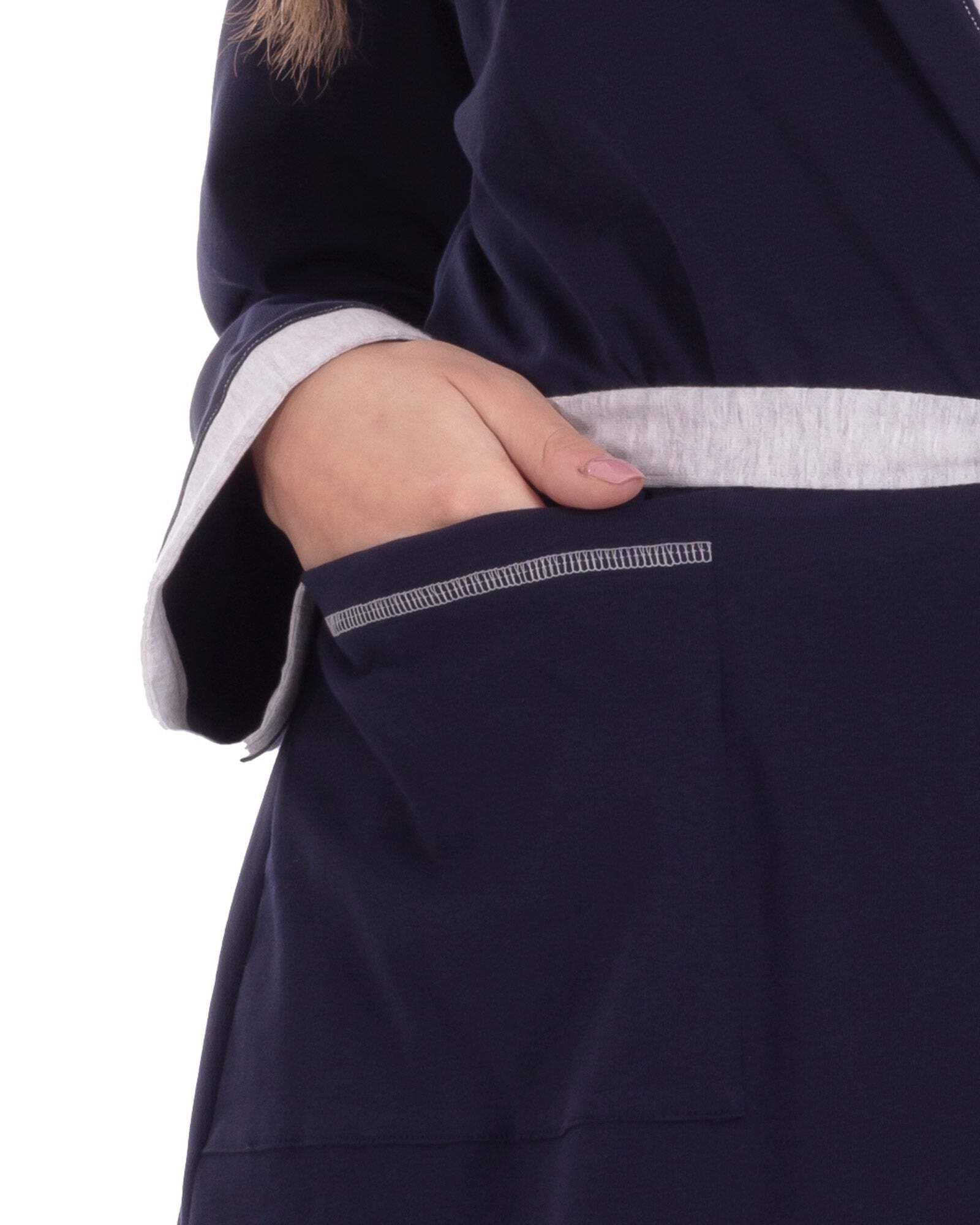 MYSANITY Vestaglia Premaman in Cotone con Doppia Cintura Regolabile, Vestaglia Donna Manica Lunga per Gravidanza e Post Parto