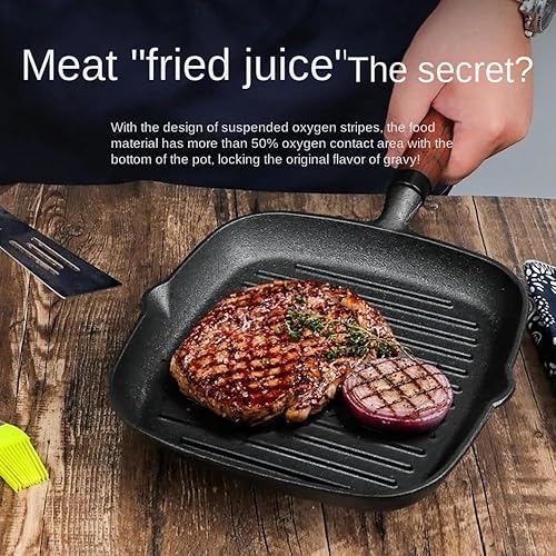 Miniatura 8 de Sartén antiadherente de 9 pulgadas para estufas, versátil sartén antiadherente sin recubrimiento, olla de carne de hierro fundido, parrilla interior