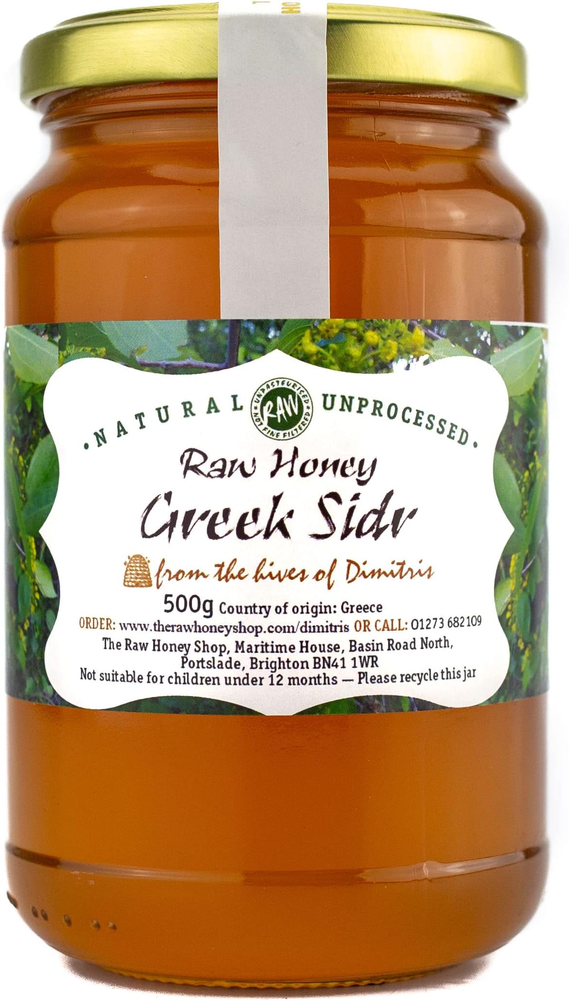 RAW SIDR HONEY Active 15+, Lab Tested as Genuine & 100% Pure Natural Honey, Traceable to Source, Natural Unpasteurised Unfiltered Unheated Bee Honey Jar, Single Origin, The Raw Honey Shop, 500g