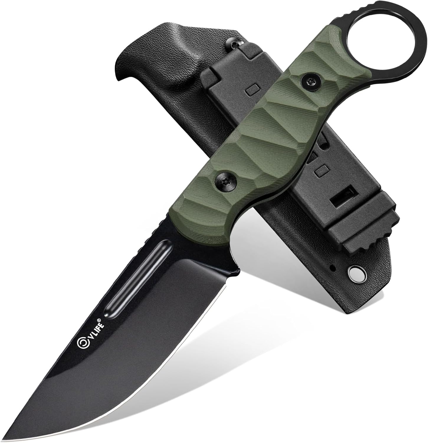 CVLIFE Small EDC Fixed Blade Knife with Kydex Sheath, 3.3" 14C28N Titanium-Plated Blade, Full Tang Hunting Knife with G10 Handle, Heavy Duty Bushcraft Survival Camping Knives