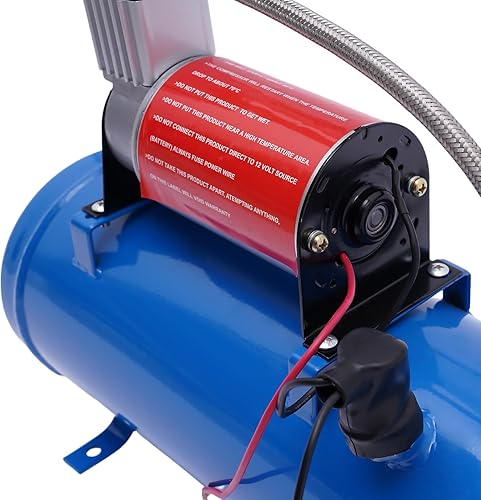 Miniatura 5 de Compresor de aire 100PSI DC 12V con tanque de 6 litros 1.6 galones para cuernos de tren neumáticos de autocaravana, cable de 12.47 pies