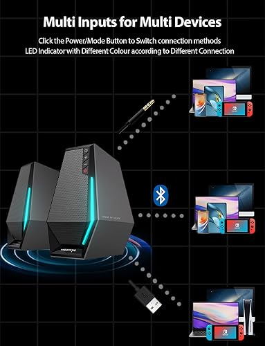 Miniatura 5 de Edifier Altavoces de computadora G1500, altavoces Hecate para juegos con RGB, Bluetooth 5.3, entrada USB, entrada auxiliar de 0.138 in, color negro