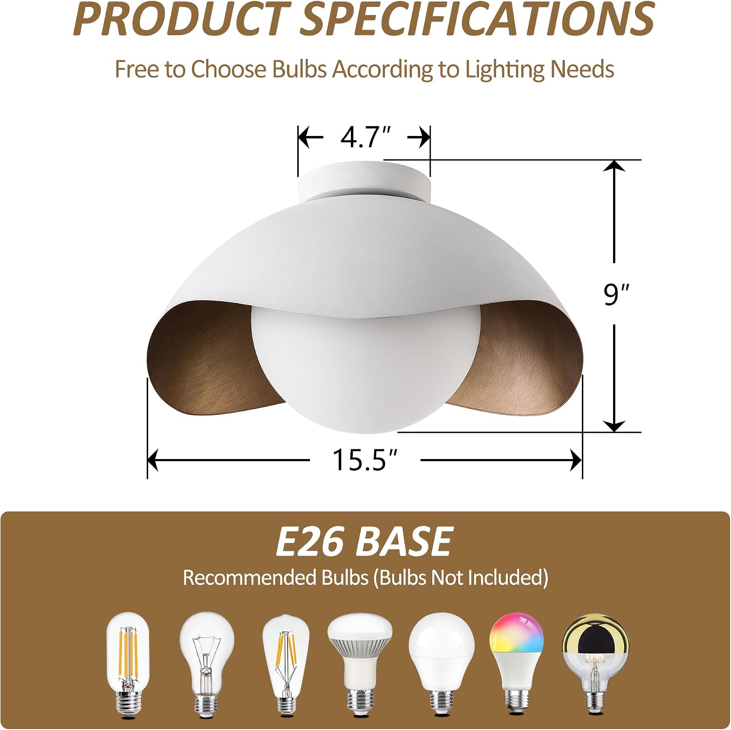 Maxax 15.5" White Ceiling Light Fixture, Modern Farmhouse Flush Mount Chandelier, Shell-Lnspired Exterior Design, Artistic Scratches Lampshade, for Entryway Hallway Bedroom Kitchen Bathroom, E26 Bulb