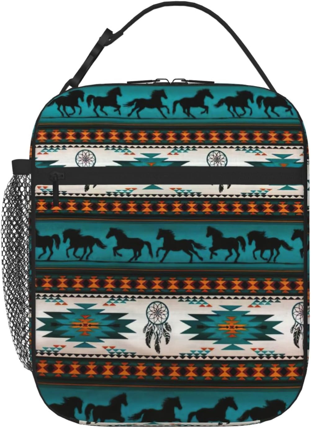 Horse print Lunch Box Men Women, Lunch Bag for Work School,Picnic Beach Food Bag with Shoulder Strap