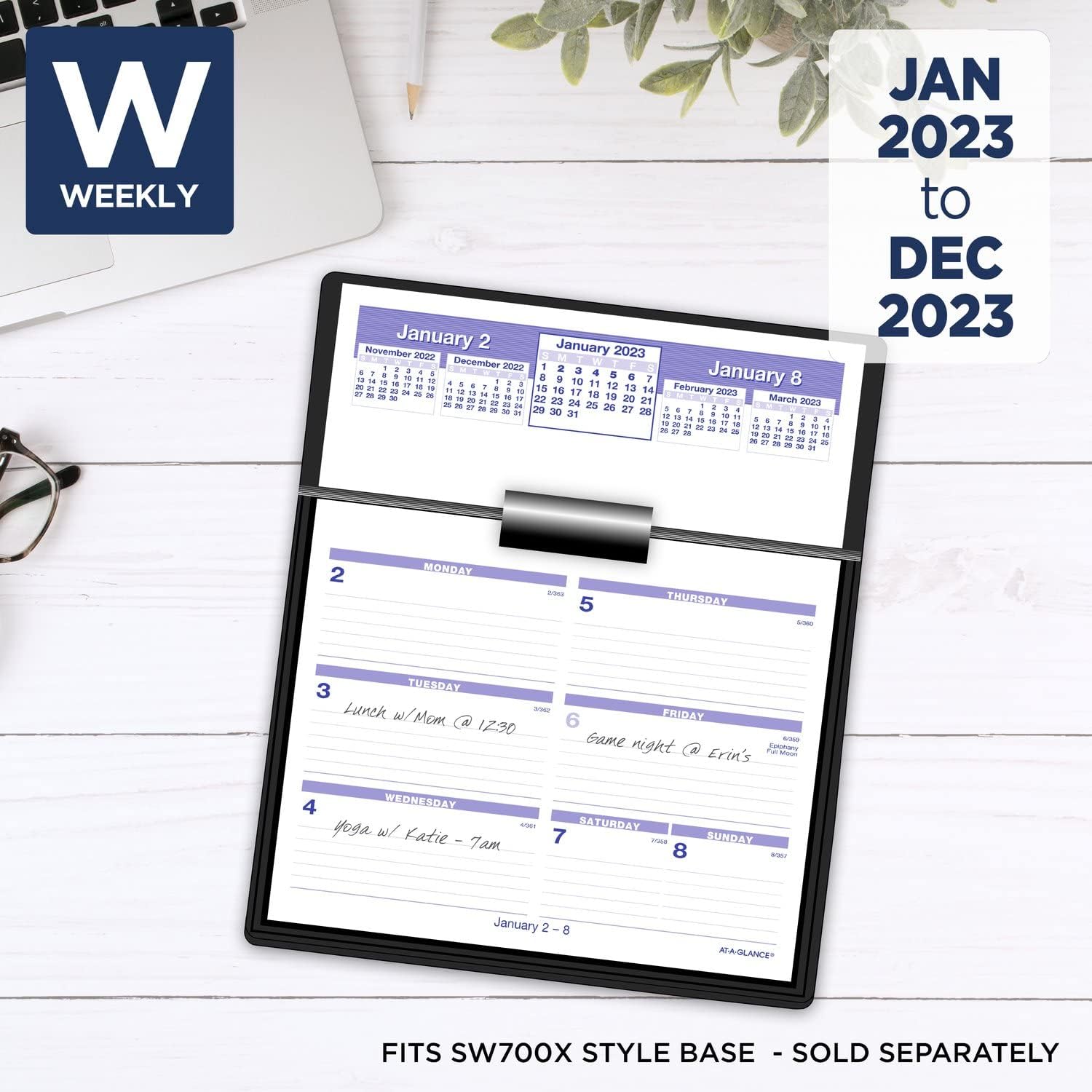 AT-A-GLANCE 2023 Weekly Desk Calendar Refill, Flip-A-Week, 6" x 7" (SW705X50) : Office Products