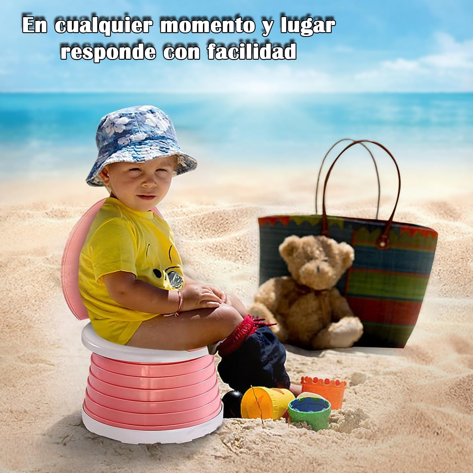 Töpfchen Für Kinder Baby Toilettensitz Ab 1 Jahr Reisetöpfchen Faltbar Für Unterwegs Baby Töpfchen Training Für Jungen Mädchen Töpfchen Auto Klapptöpfchen Kinder mit 15 Reisen Potty Liners（Rose）