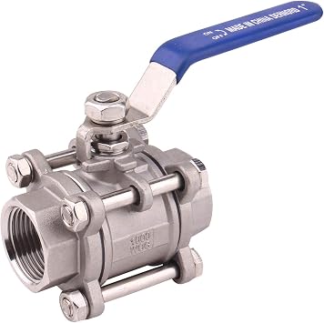 DERNORD Ball Valve 1 Inch NPT Threaded - Stainless Steel 304 Female 3 Piece Full Port 1" NPT Female