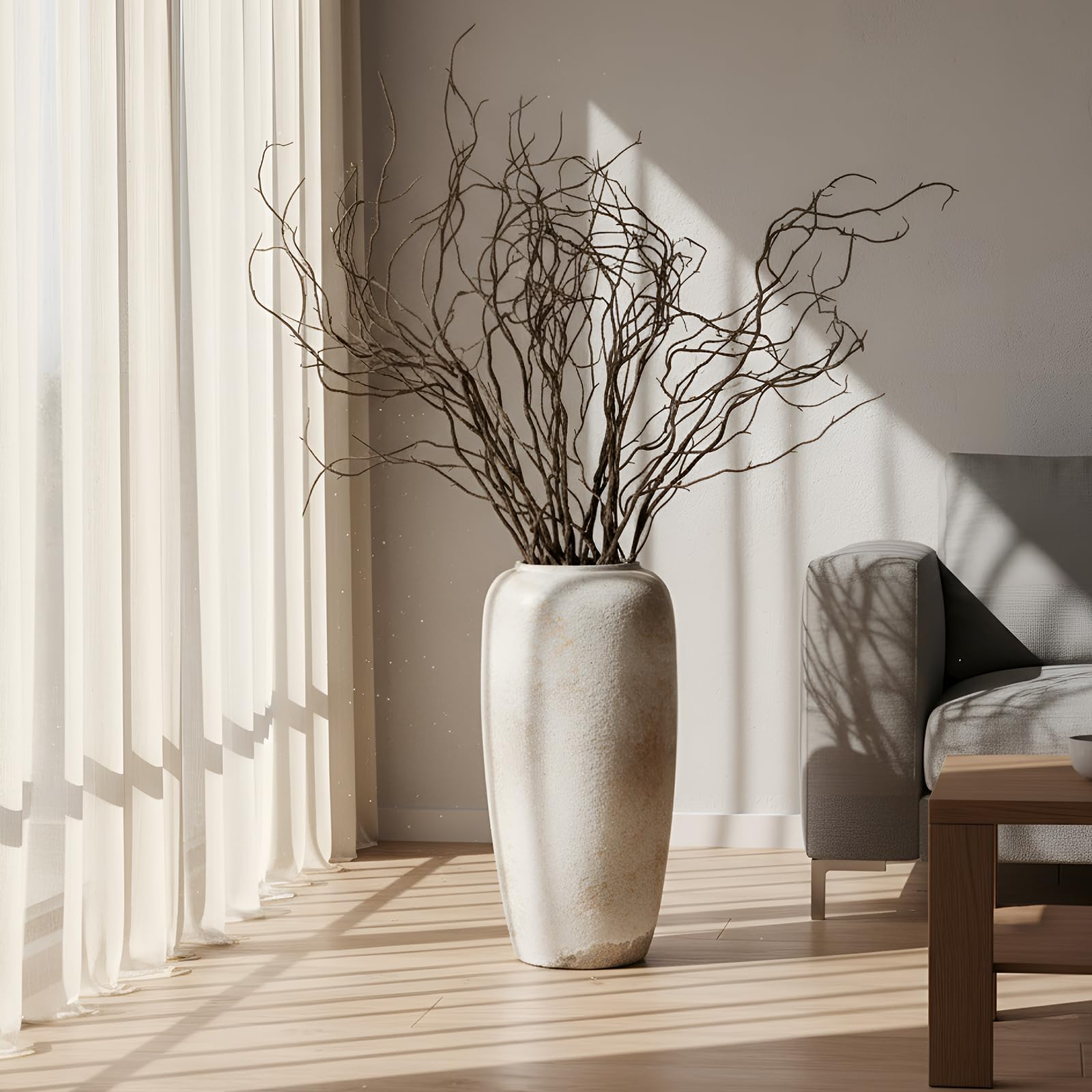 Norme 6 Stück 119 cm lebensechte gelockte Weidenzweige künstliche dekorative getrocknete Zweige hohe Kunststoffreben biegbar Stab für Vasen DIY Grünpflanzen Handwerk Hochzeit Weihnachten Winter