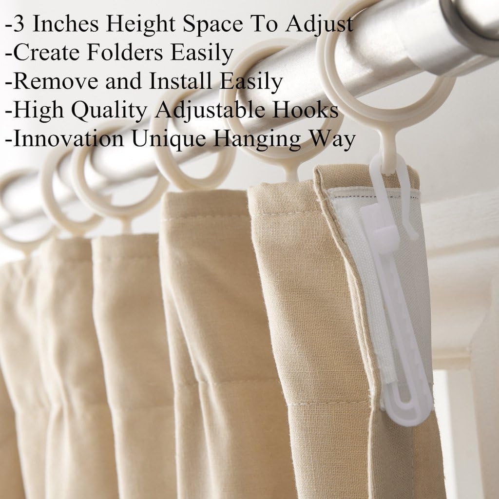 cololeaf 3" Slip On Curtain Drapery Pin Hook for Pinch Pleated Flat Panels Header, 64 Pack, White