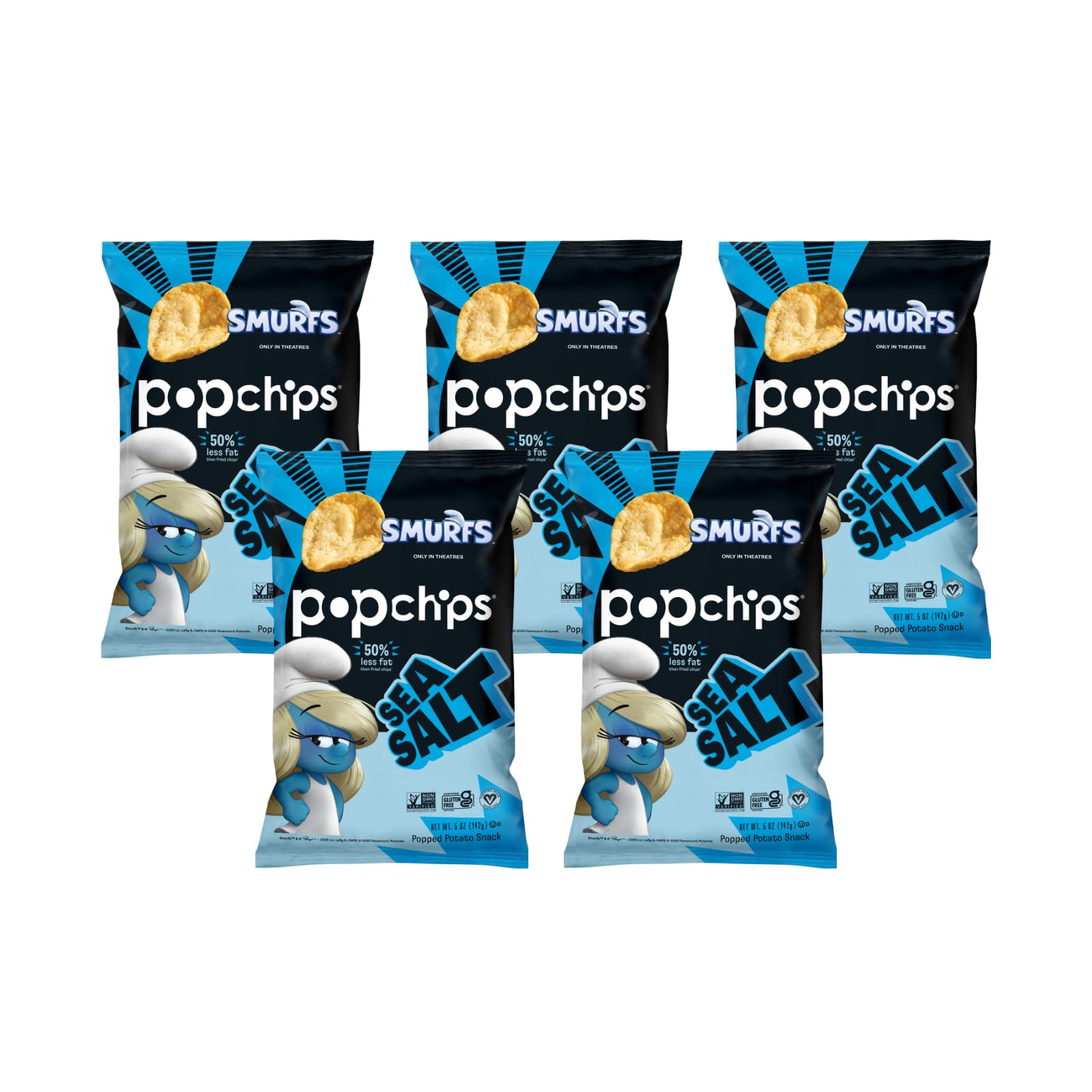 Popchips Sea Salt Potato Chips 5 oz Bags (Pack of 5)