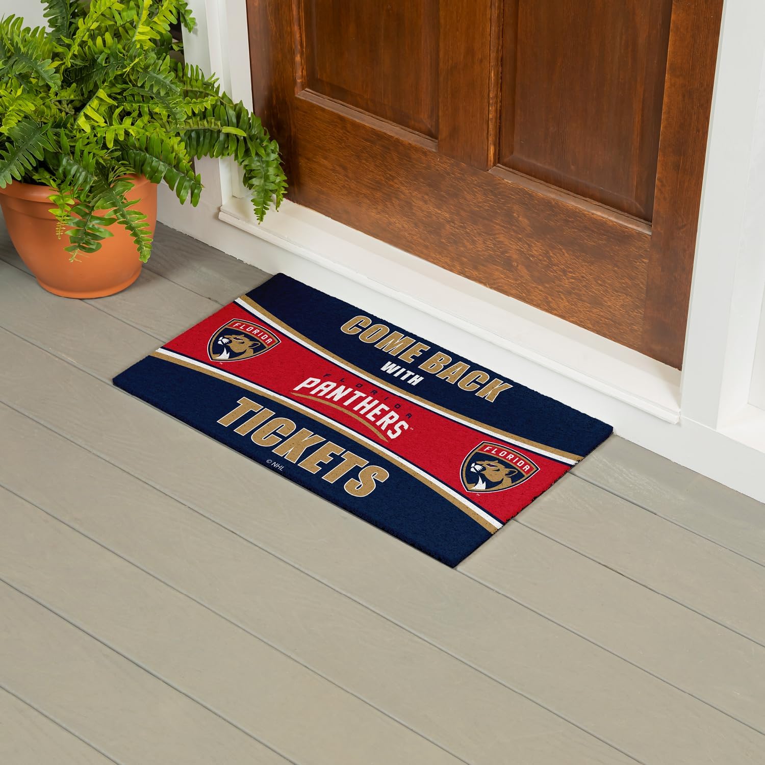 Team Sports America NHL Florida Panthers | Indoor and Outdoor Entryway | 28 x 16 Inches | Non Slip Back | Welcome Floor Mats | Muddy Dog Paws | Front Door Entrance Home Décor