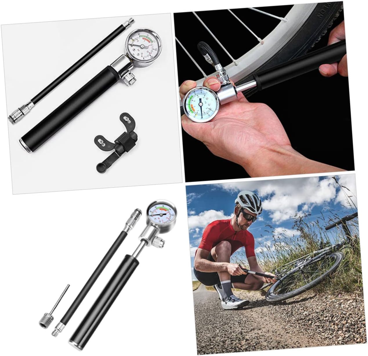 KOMBIUDA High Pressure Bike Tire Pump Portable Air Pump for Bike Tires Accessories