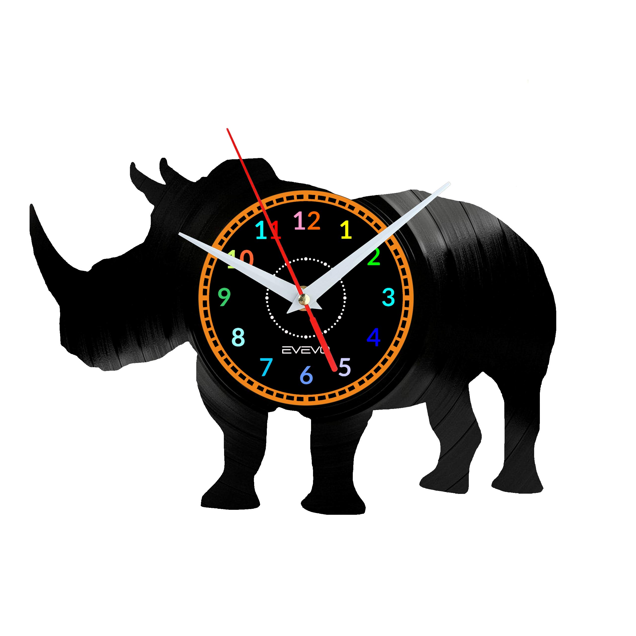 Horloge murale vinyle rhinocéros déco salon moderne safari W1586