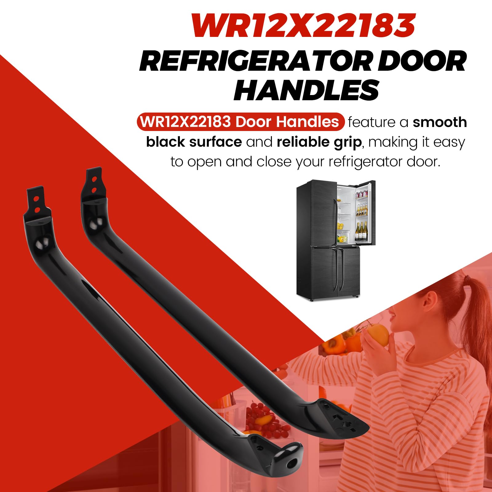 Amazon.com: puxyblue WR12X22183 Black Refrigerator Door Handles 2