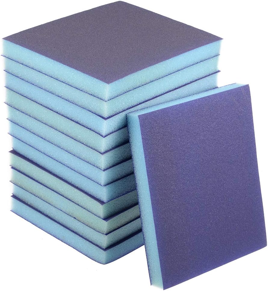 sourcing map Sanding Sponge Blocks 220-Grits Medium Grit Sand Block Pad for Kitchen Metal/Drywall/Wood Purple 12pcs