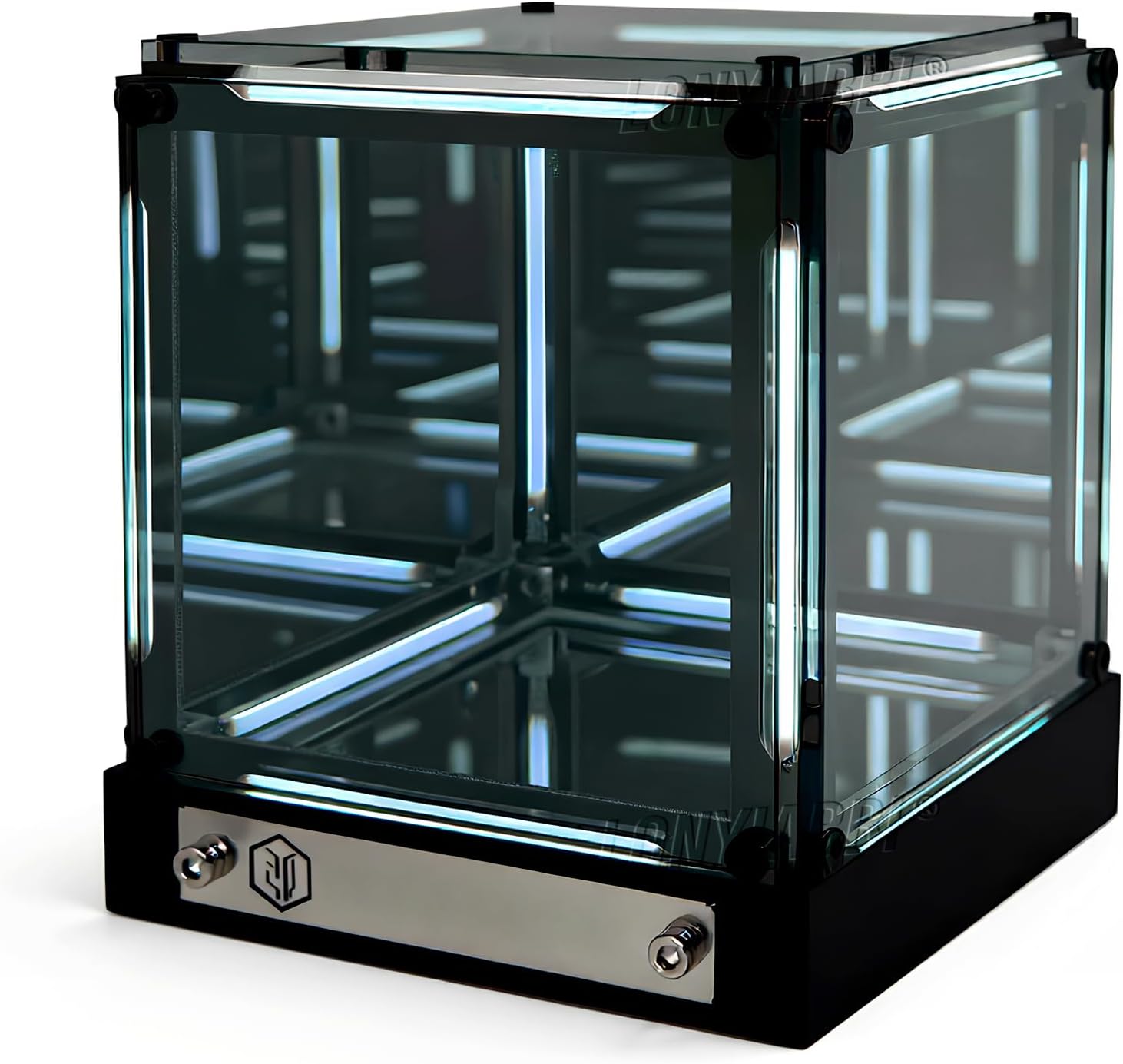 4D Mirror Cube Lamp, Touch Control Bedside Lamp with Dimmable LED, Rechargeable USB-C Night Light for Bedroom, Desk, Gaming Setup (2000mAh) (White)