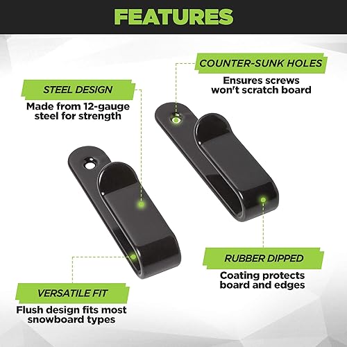 Miniatura 4 de HIDEit Mounts HBoard - Clips horizontales de montaje en pared para snowboard - American Company - Soporte de pared horizontal de acero negro y goma