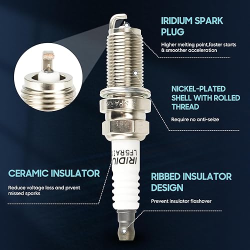 Miniatura 4 de Paquete de 4 bobinas de encendido con 4 bujías de iridio compatibles con Nissan Altima Sentra 2.5L L4 2002 2003 2004 2005 2006 Nissan Altima Sentra