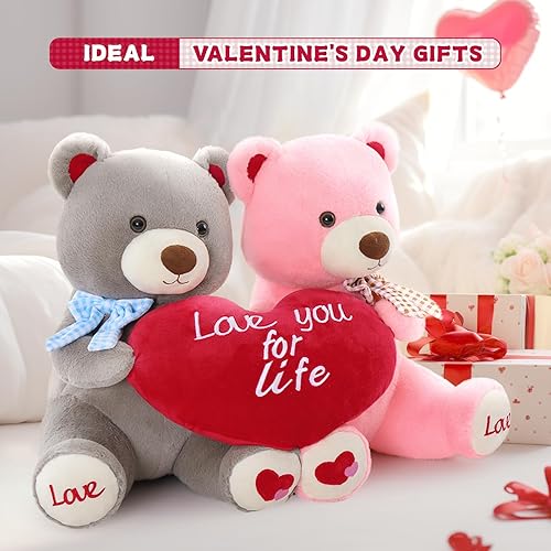 Miniatura 2 de BENINY Oso de peluche gigante de corazón rojo de 6 pies, oso de peluche grande con bordado I Love You para novia, Navidad, cumpleaños, regalos