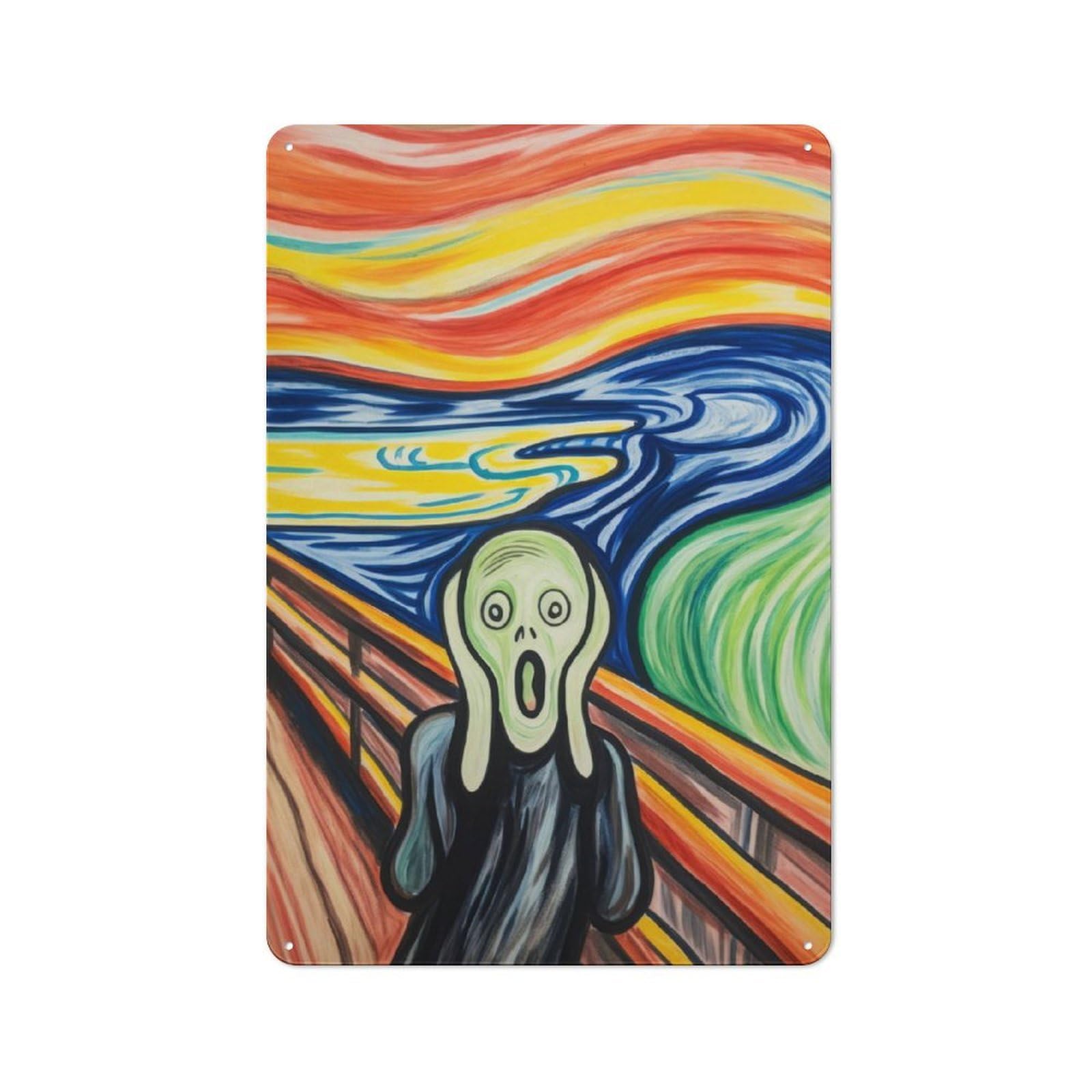 Junmoney Scream Painting For Garden Room Or Summerhouse, Retro Metal Sign 30X20cm, For Metal Sign Collectors, For Vintage Wall Decor Fans