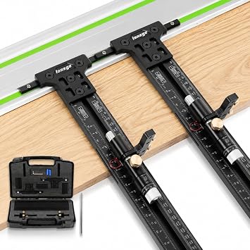 Precision Track Saw Parallel Guide System with Micro Adjustable Flip Stop, Zero Calibration, Repeatable Rip Cuts, 0.001 IN, Compatible with Festool Makita Milwaukee Triton Powertec WEN Guide Rails