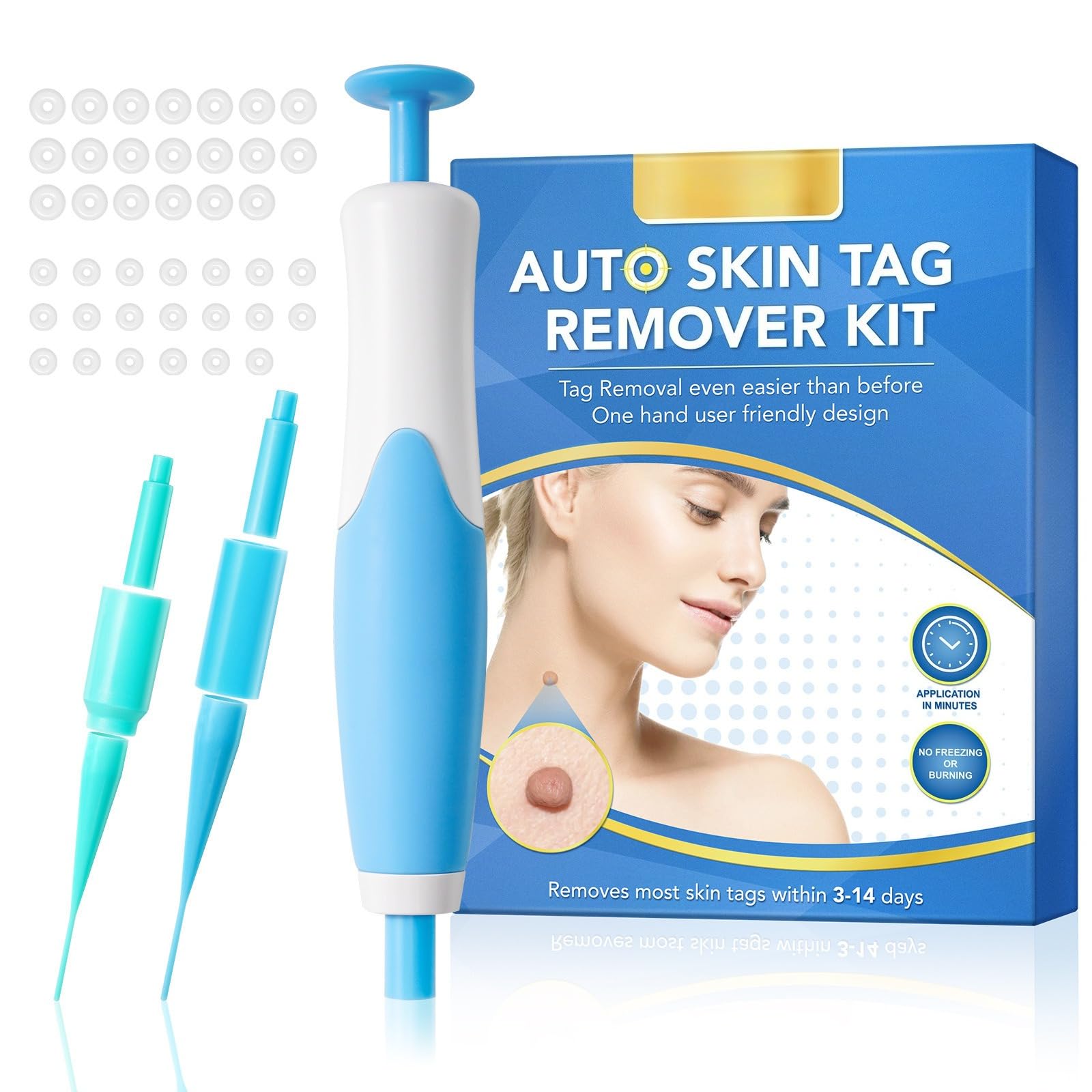 DermaSkin Pro - Adieu Les Acrochordons Améliore La Douceur De La Peau Indolore Et Facile À Enlever Pour Femme (Bleu 1 ensemble)