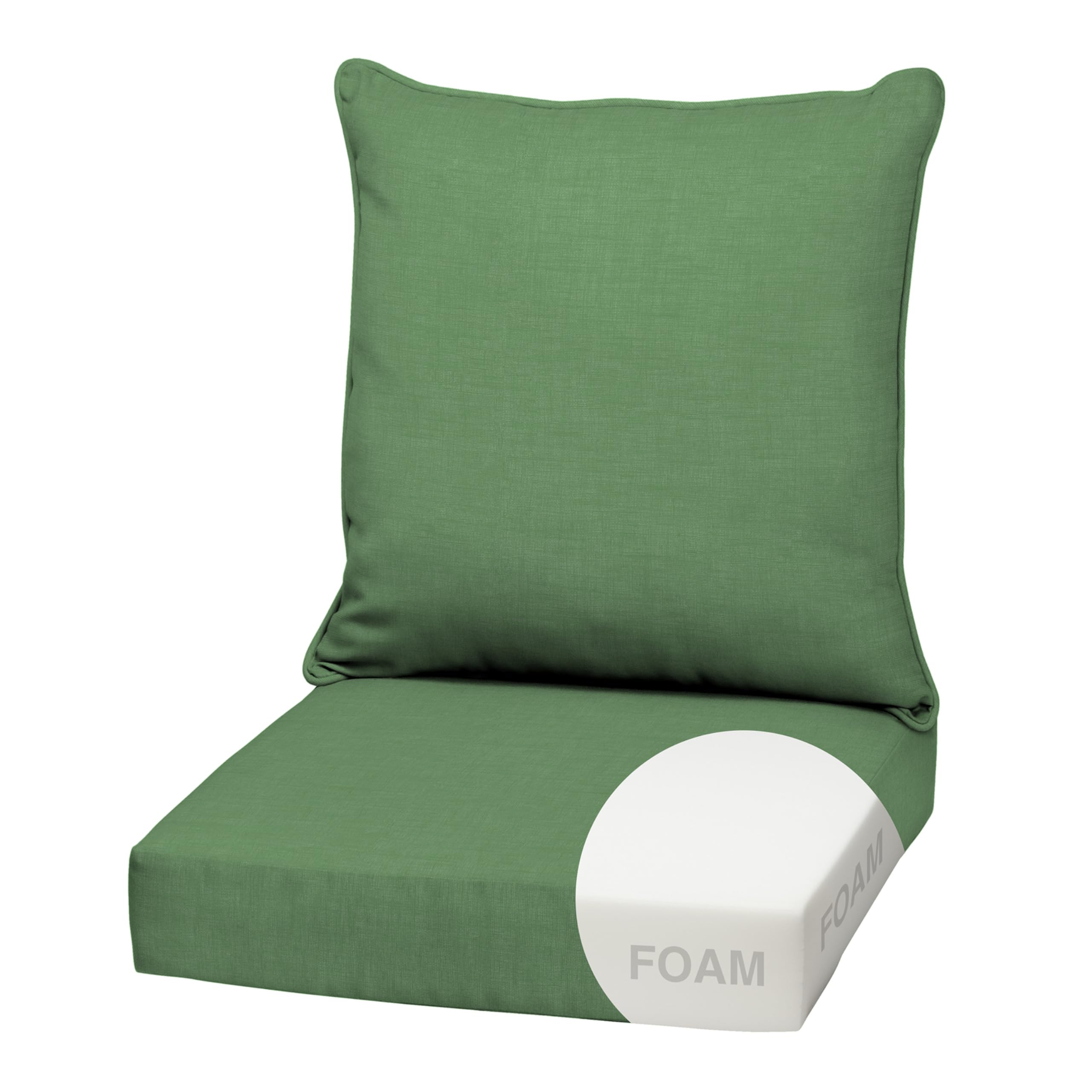 Arden Outdoor Deep Seat Cushion Set, Foam, 22x24, Moss Green