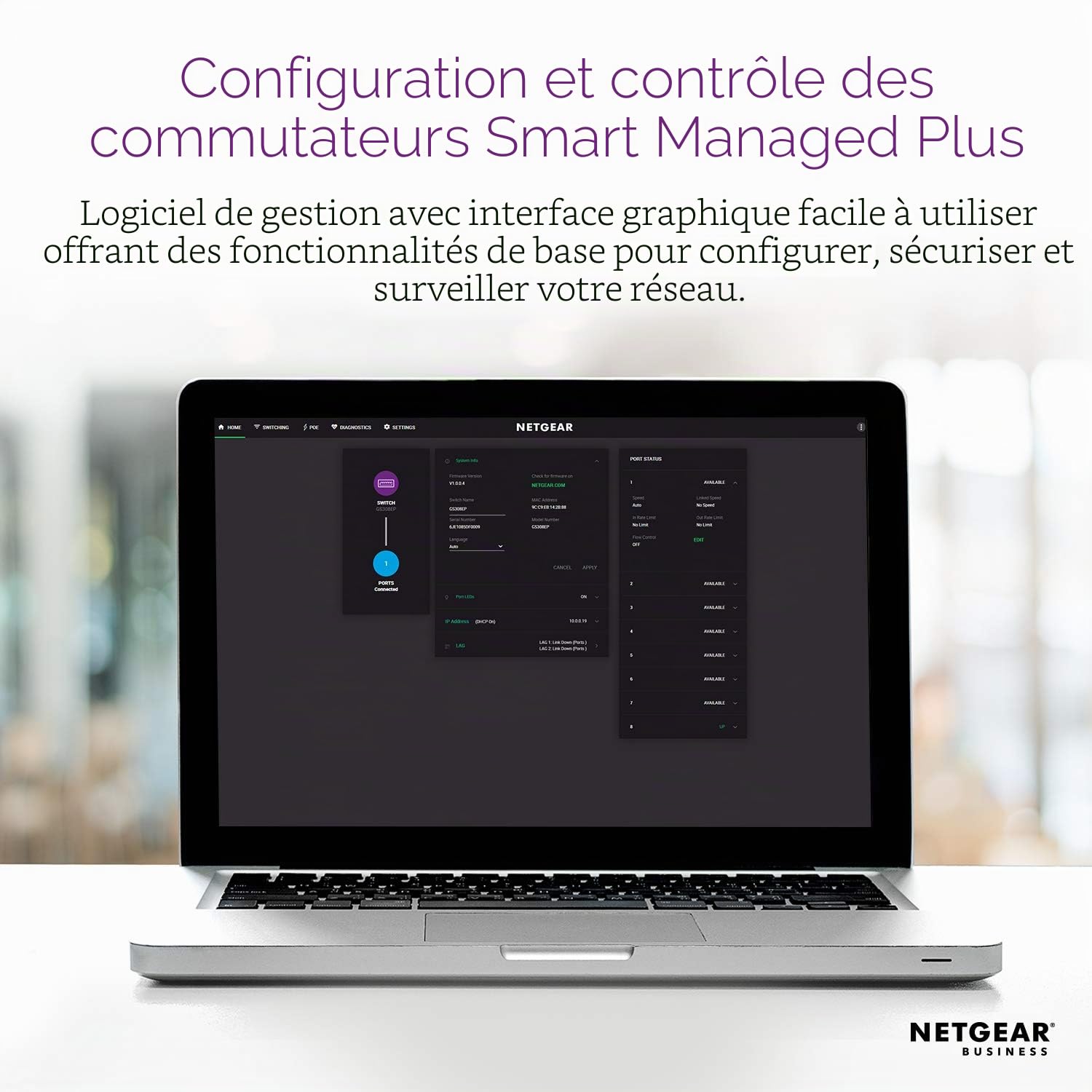 NETGEAR GS308EPP Gestito L2/L3 Gigabit Ethernet [10/100/1000] Supporto Power over Ethernet [PoE] Nero (NETGEAR Plus GS308EPP - Switch - smart - 8 x 10/100/1000 [PoE+] - desktop, wall-mountable - PoE+