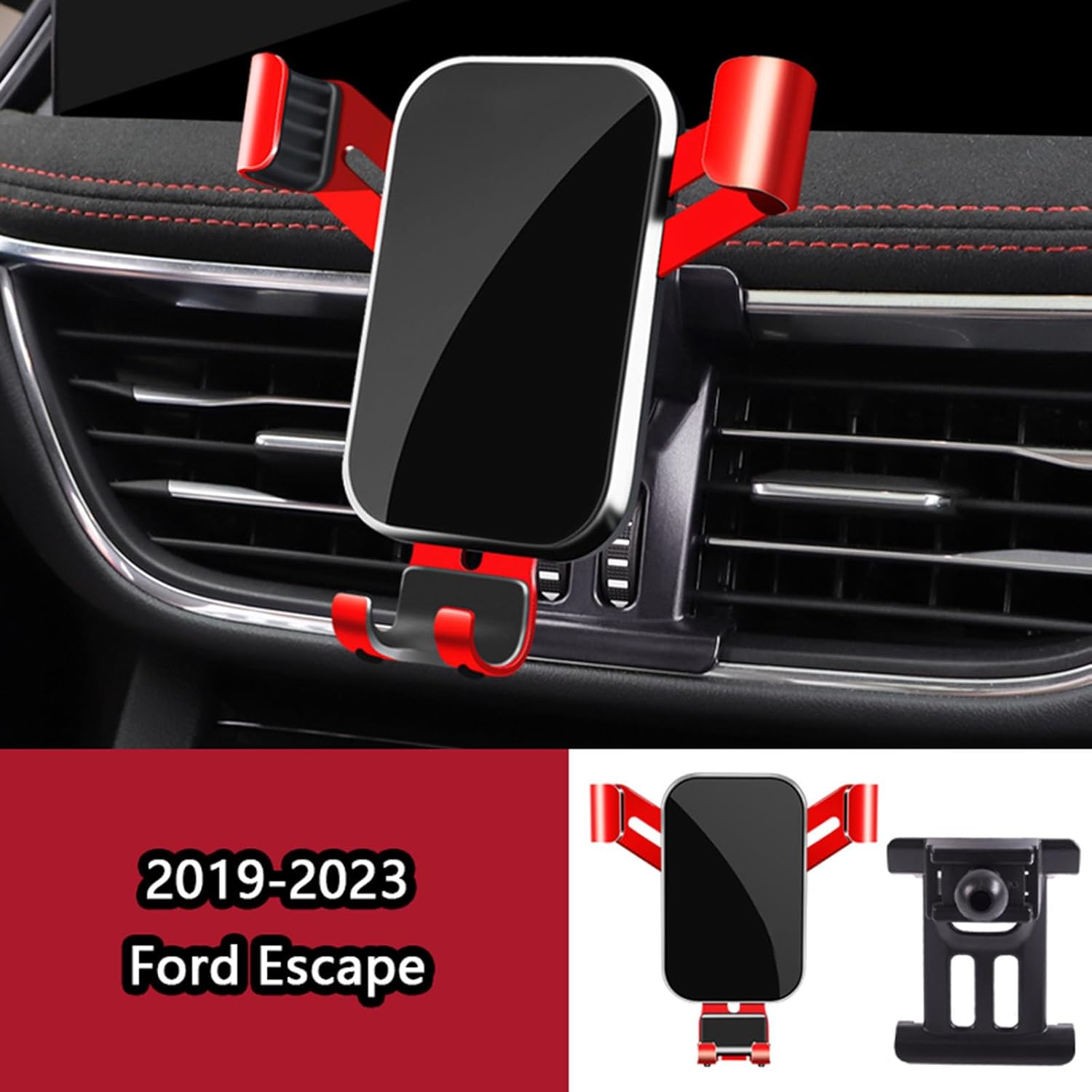 Car Phone Holder Mount for Ford Escape 2019-2023, Adjustable Cell Phone Holder for Car, 360° Flexible Rotation, Anti-Slip and Stable Car Phone Mount Cradle,C Red