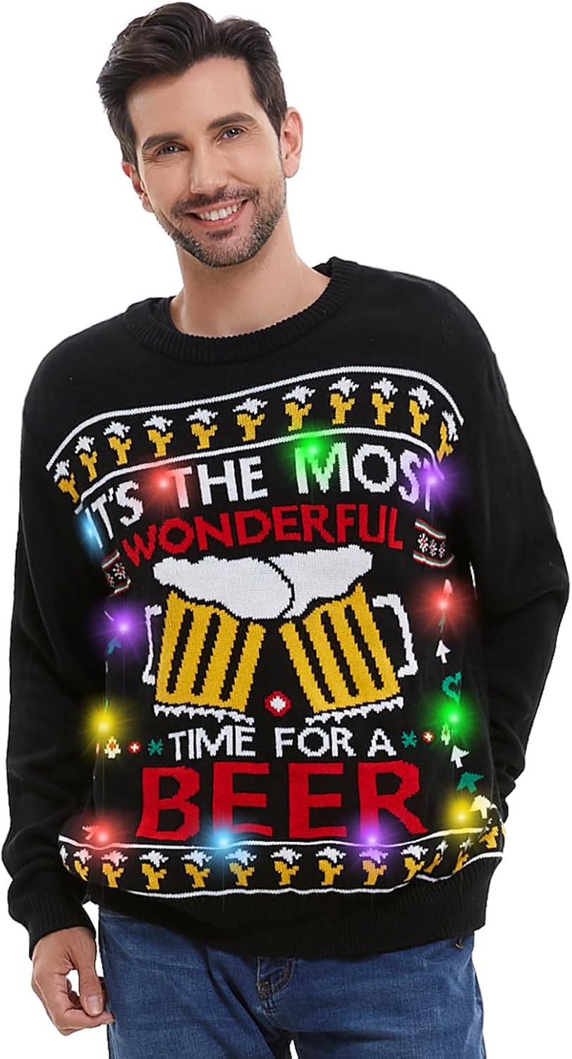 HSCTEK Light Up Men Christmas Sweater