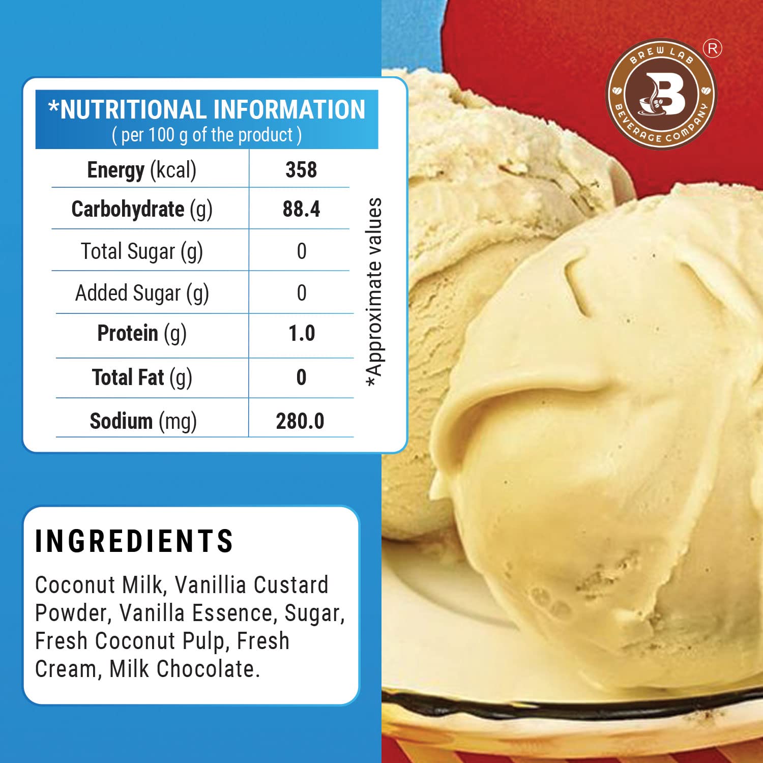Brew Lab Creamy & Tasty Custard Ice Cream Vanilla | Perfect Dessert Mix | 250 g 4