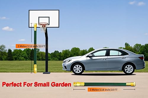 Miniatura 4 de Manguera de jardín ligera de 10 pies, manguera de agua flexible con cabeza de latón macizo, sin torceduras, manguera plegable, manguera de agua