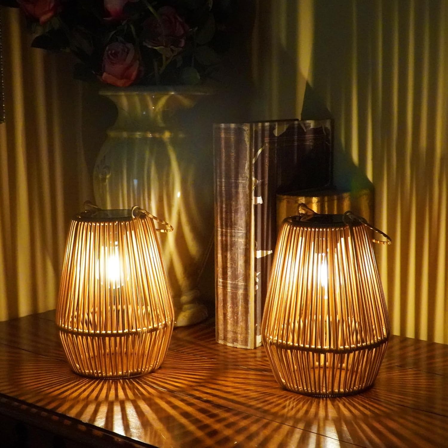 Lanterne da Esterno, KagoLing Lanterne Solari da Esterno 4 Pezzi IP65 Impermeabile Lampada Solare da Giardino per Natale Feste Decorazioni natalizie