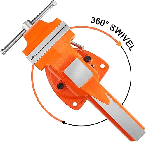 Miniatura 4 de PONY Tornillo de banco resistente, ancho de mandíbula de 5-pulgadas, apertura de mandíbula de 7-pulgadas, base giratoria de 360 grados con yunque