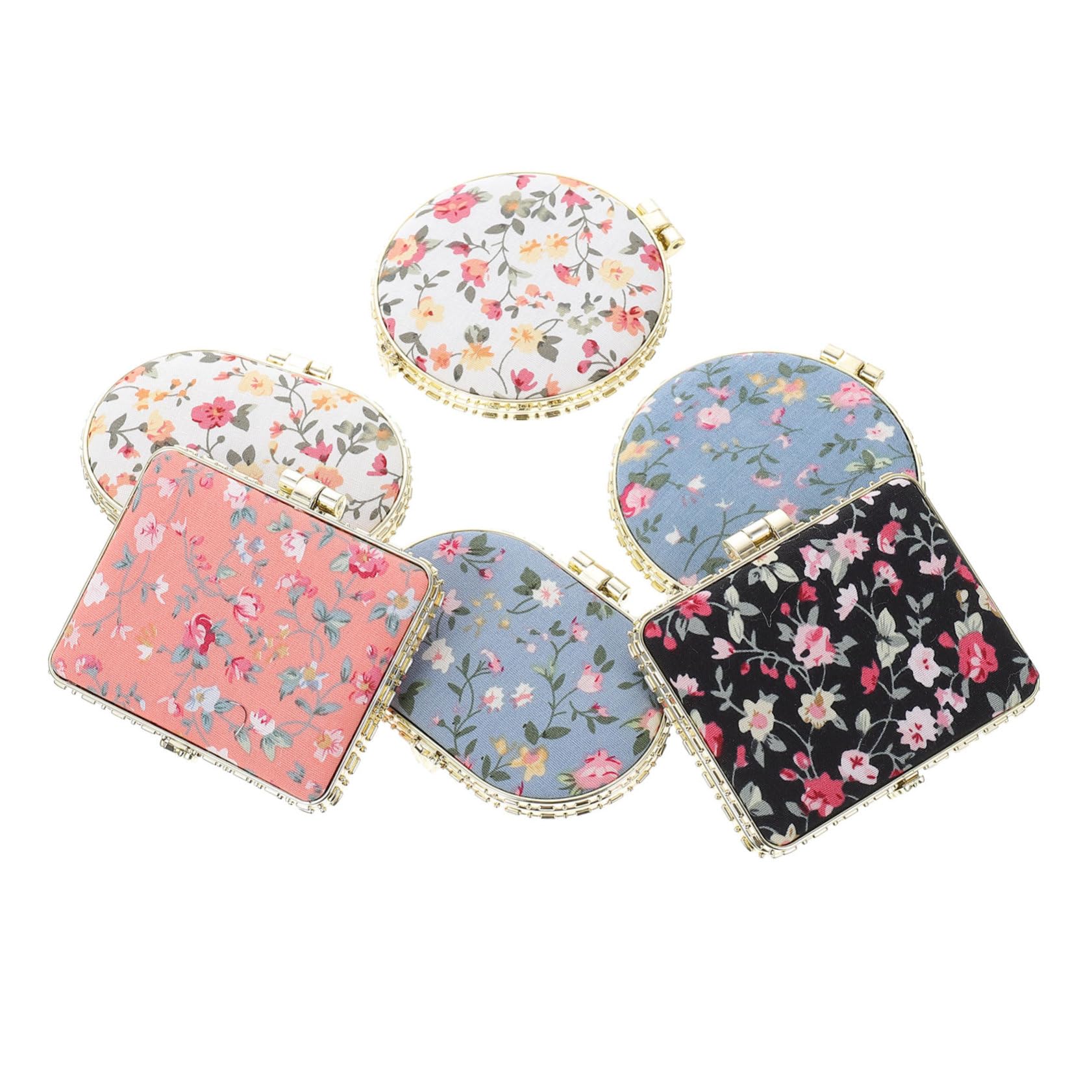 Miroir pliable miroir de maquillage compact de voyage exquis imprimé 6pcs