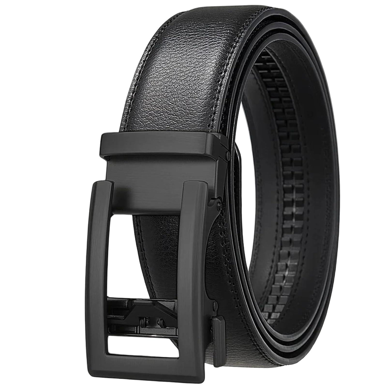 Yeuyyben Cinturón de trinquete de cuero genuino para hombre con hebilla automática de aleación, vintage, marrón, ajustable, para negocios, casual, ropa formal