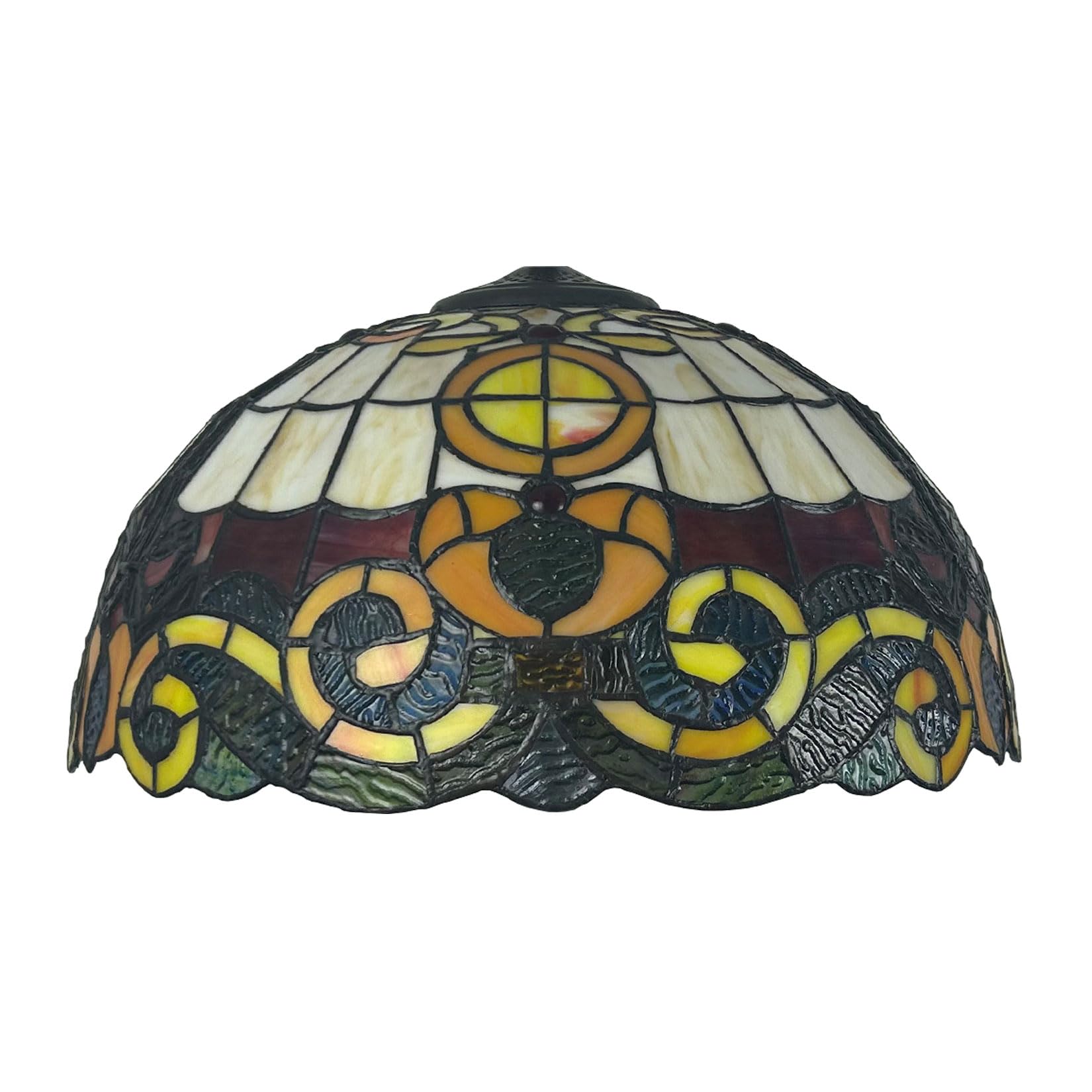 SaryEdge Baroque Tiffany Lamp Shade Replacement, Only 16X9 Inch Stained Glass Lampshades, Suitable for Table Lamp Floor Lamp Hanging Pendant lamp Ceiling Light,Amber，Orange，Orange