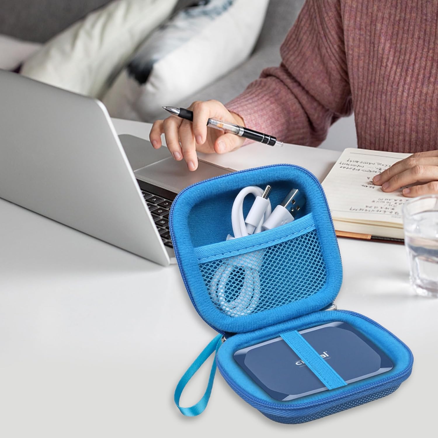Lacdo Hard Drive Carrying Case for Crucial X10 / Crucial X9 / X9 Pro / X10 Pro Portable SSD 1TB 2TB 4TB 6TB 8TB External Solid State Drive, Hard EVA Shockproof Water Repellent Storage Travel Bag, Blue - Image 8