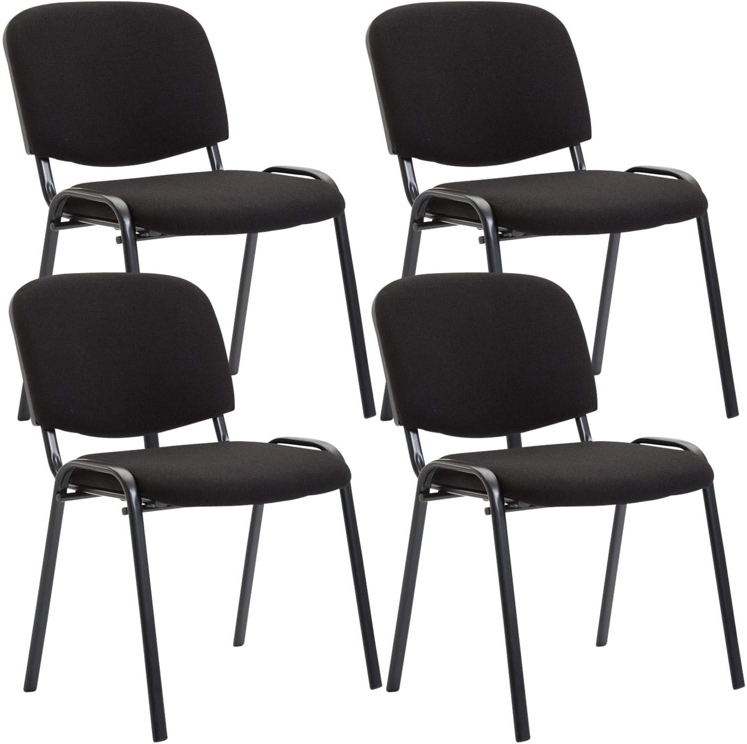 Lot De 12 Chaises Visiteur Empilables CLP Ken - Tissu Confortable - Pieds Métal - Noir