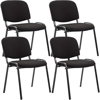 Set 4 Sedie Ufficio Visitatore Ken Imbottite In Tessuto nero