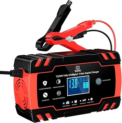 Miniatura 1 de SUHU Cargador de batería de automóvil 12 V8 A 24 V4 A cargador de batería automático inteligente cargador de goteo para automóvil camión motocicleta