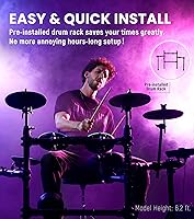 Vista 5 de The ONE Polaris - Batería eléctrica con USB MIDI y audio Bluetooth y conectividad USB MIDI, batería electrónica con almohadillas de malla, más