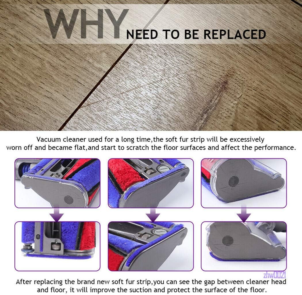 5pcs Plush Strips for Dyson V6 V7 Vacuum Cleaner Direct Drive Roller Head Replacement