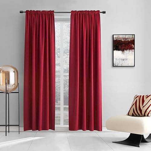 Miniatura 98 de DONREN 2 Paneles Cortinas Opacas con Aislamiento Térmico Azul Marino - Cortinas de Tela Sólida Suave Lisa y Pesada para Dormitorio (Azul Oscuro, 42